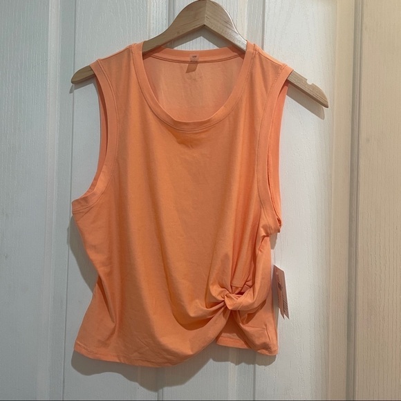 NWT Anthropologie Beyond Yoga Twist Front Muscle Tank Top Sunset Peach large new - Picture 5 of 7